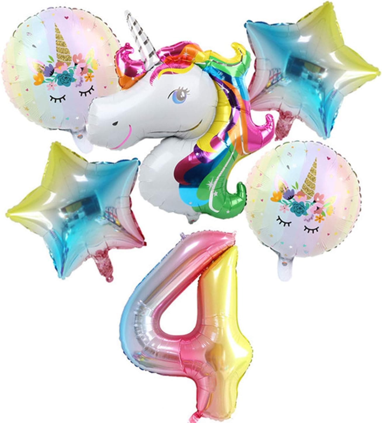 Unicorn Birthday Party Balloons Decorations for Girls 4th Party, Large Unicorn Balloons Party Supplies (4)