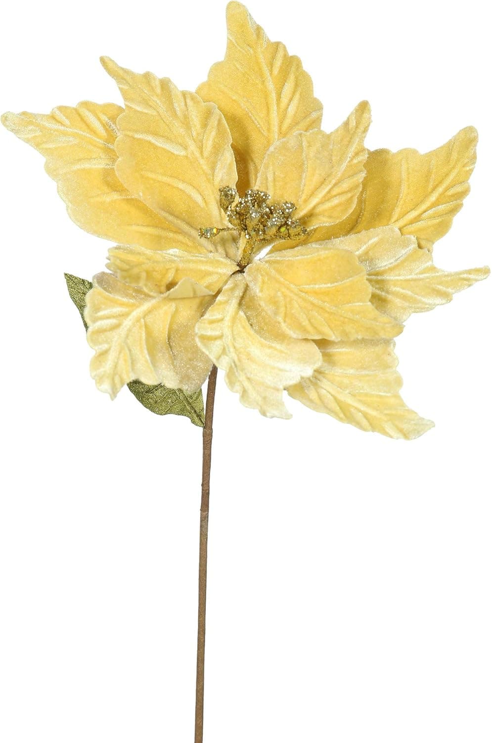 Vickerman 22" Gold Poinsettia Artificial Christmas Flower, 6 per Bag