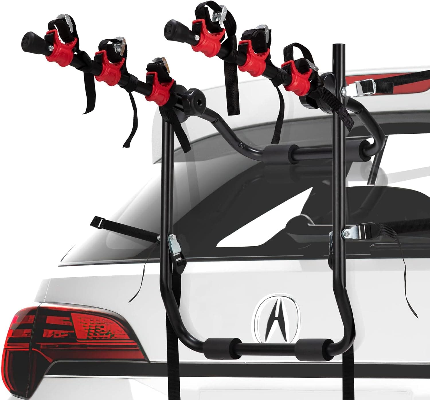 FIERYRED Trunk Mounted Bike Rack for Most Car SUV (Sedans/Minivans) 3-Bike Trunk Mount Bicycle Carrier Rack