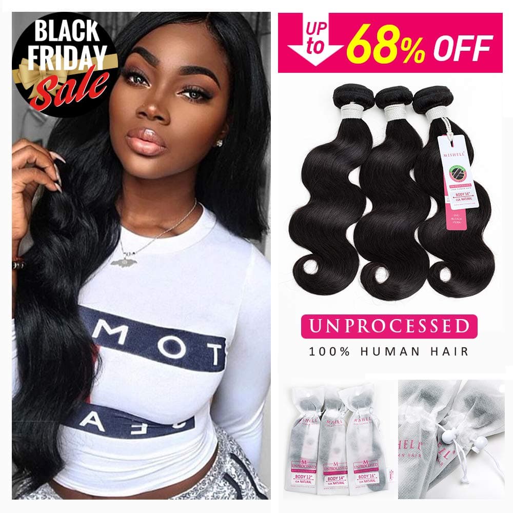 Sedittyhair Brazilian Human Hair Bundles (20 22 24 Total 300g) Body Wave Bundles 8A Grade 100% Unprocessed Virgin Human Hair Body Wave Double Weft 3 Weave Bundles Natural Black Color
