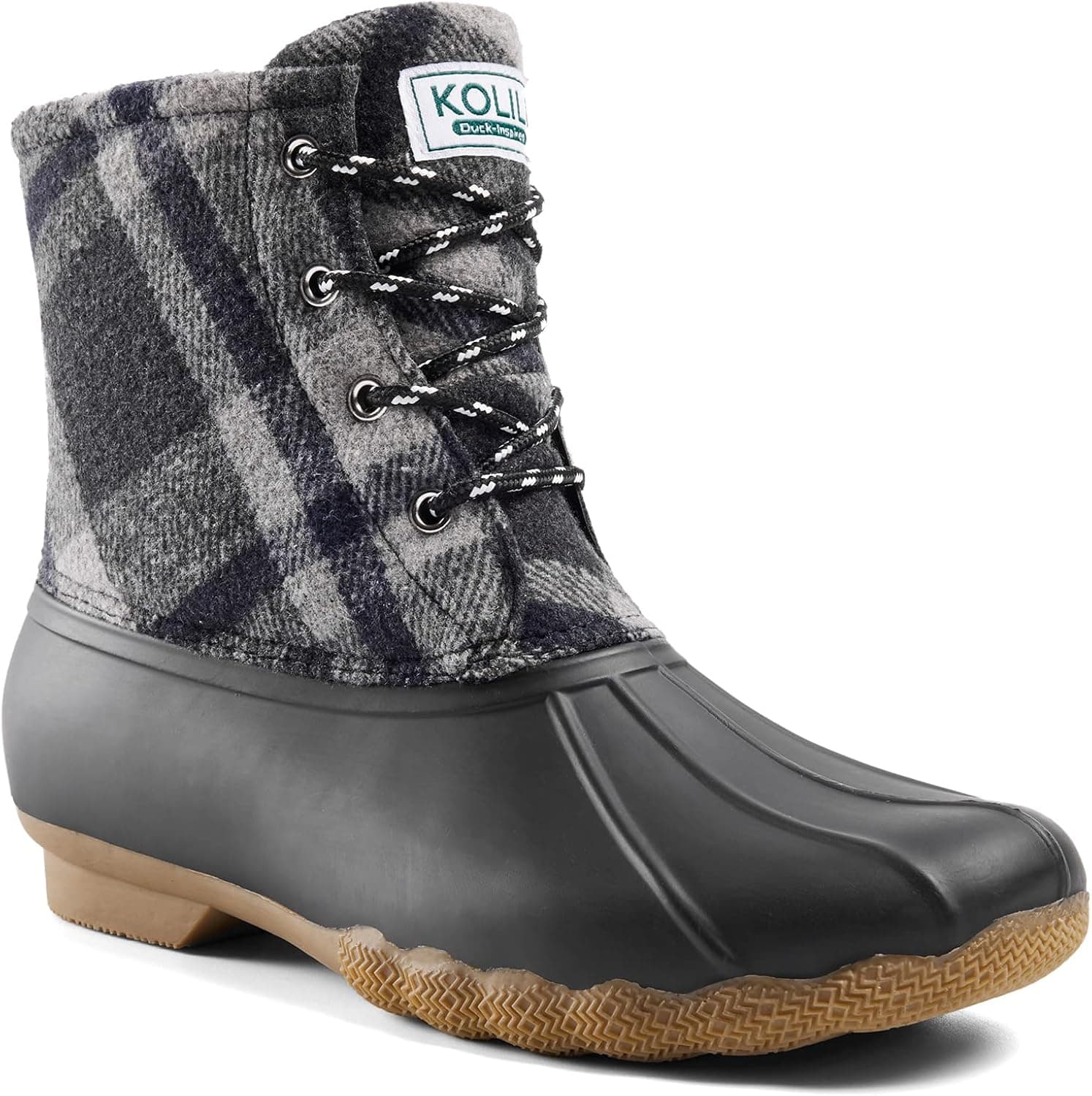 KOLILI Women's Duck Rain Boots Waterproof, Cold Weather Winter Boots with Zipper, Lightweight & Warmth