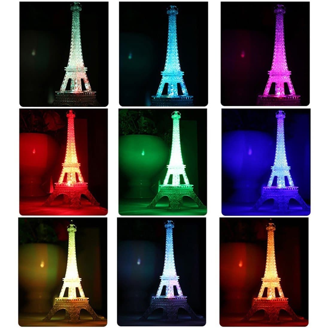 Academyus 1V Romance Eiffel Tower Kit, Built-in Color Changing Night Light , Mini Night Light Desk Gift for Fathers Day,Dad,Mothers,Men,Women,Kids,Boys,TeensTable Lamp Birthday Gift