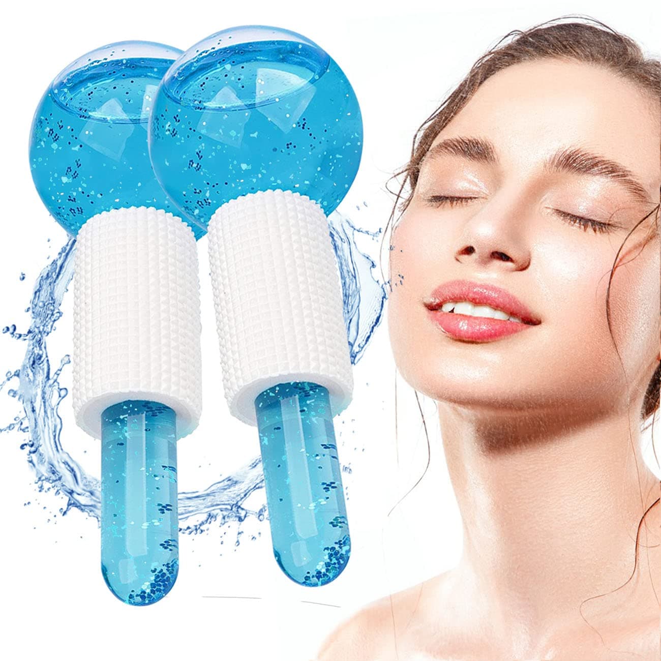 Vifycim Ice Globes for Facials, Ice Roller for Face, Cooling Roller Cryo Sticks for Face Neck & Eyes, Reduce Dark Circles, Puffiness, Wrinkles, Enhance Circulation and Complexion, Blue, IB04