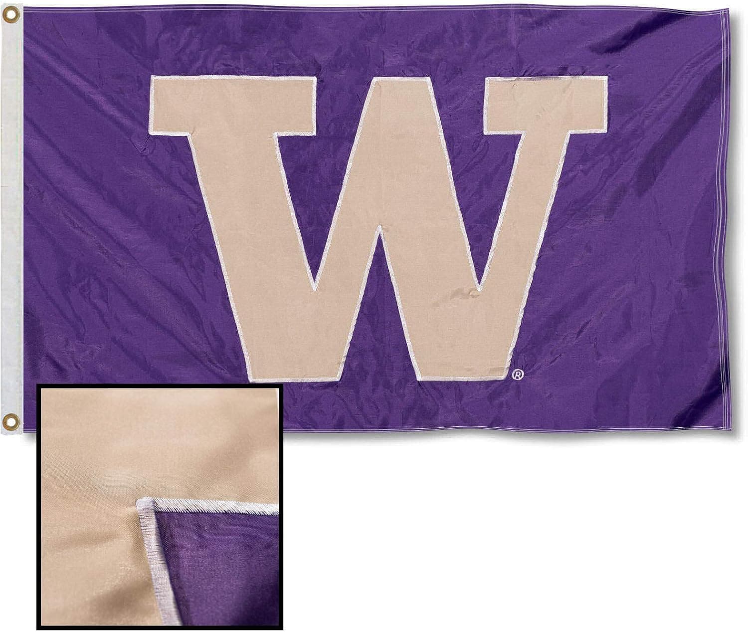 Washington Huskies Embroidered and Stitched Nylon Flag