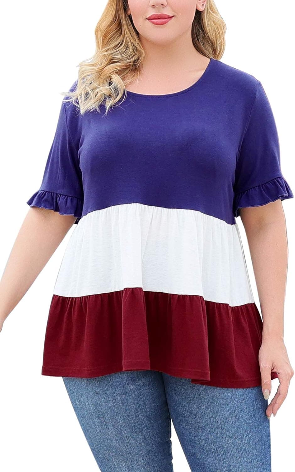 Nemidor Womens Plus Size Casual Tunic Blouse Sleeveless Ruffle Summer Tank Tops NEM271