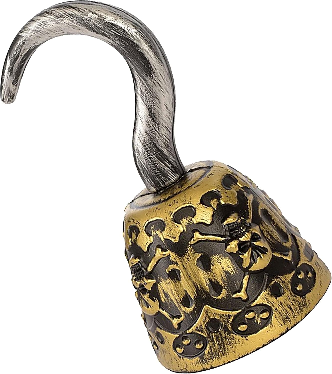 Kangaroo Pirate Hook Captain Hook – Hook Hand for Captain Hook Costume Adult Kids – Plastic Pirate Hooks for Kids with Skull Design – For Dress Up Parties Halloween - Silver Hook and Gold Cuff