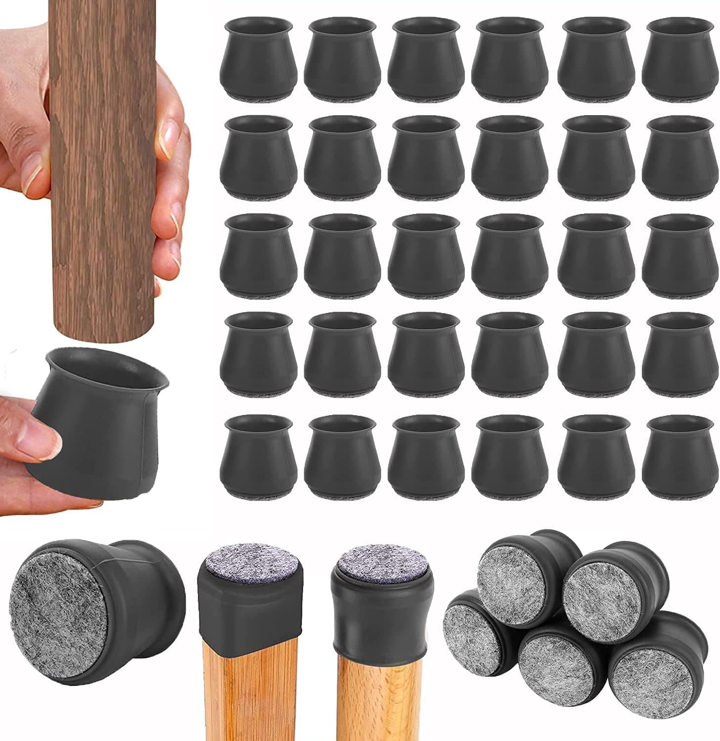 Upgraded 32 Pcs Chair Leg Protectors for Hardwood Floors，Chair Leg Covers to Protect Floors,Silicone Furniture Protectors for Chair Legs, Protecting Wood Floors from Scratches and Noise.