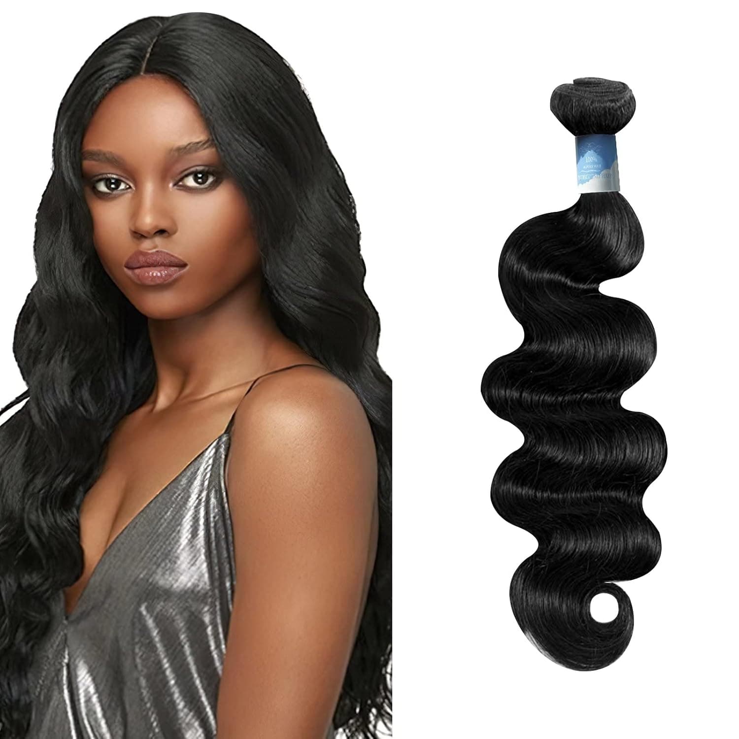 Intriguing 10A Brazilian Body Wave Human Hair Bundle 16in 100% Unprocessed Silky Virgin Human Hair Weave Bundles Natural Black Color Double Weft No Tangle No Shedding.(16 Inch,Only 1 Bundle)