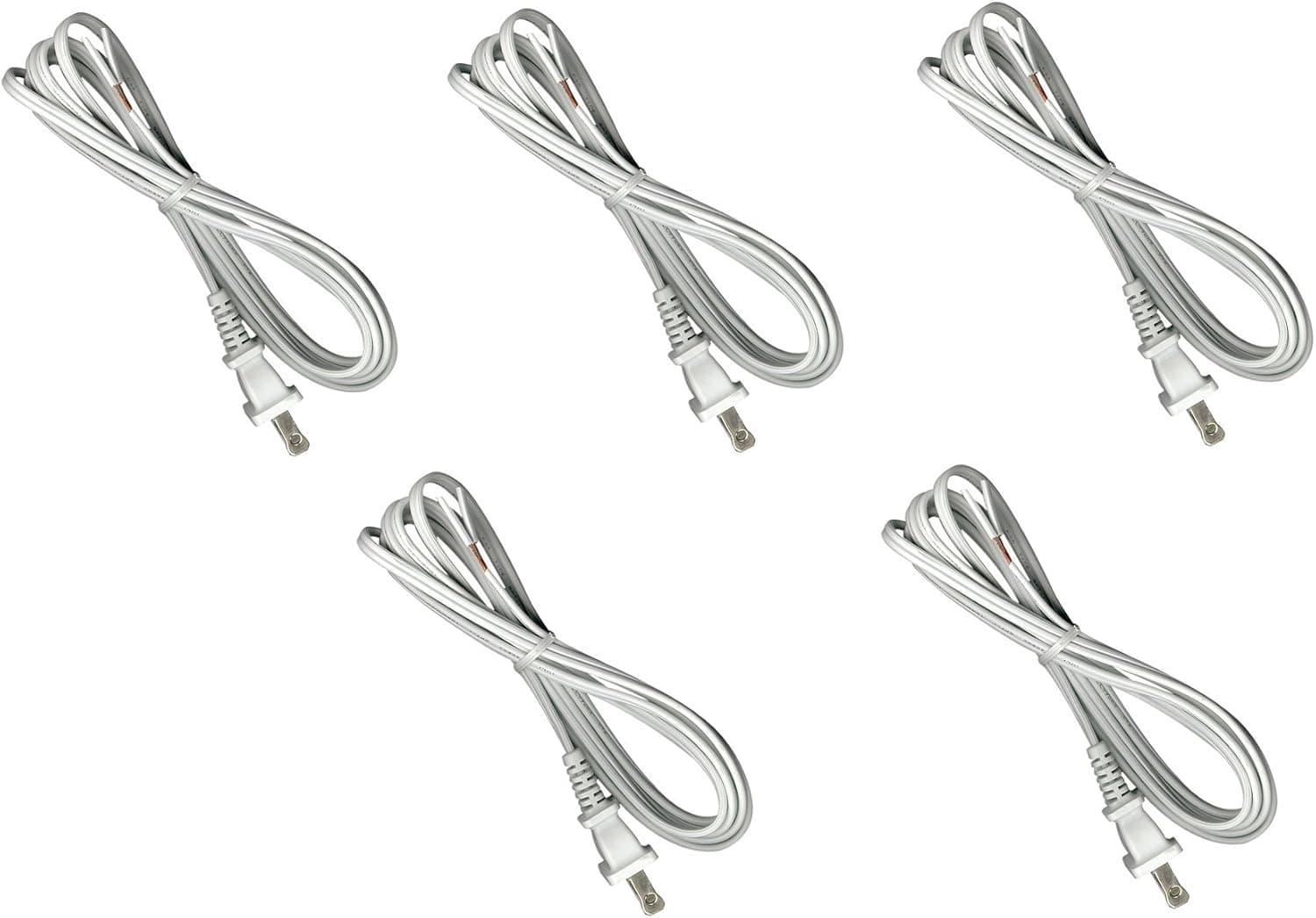 Creative Hobbies® White Lamp Cord SPT-1 with Polarized End Plug, Stripped Tips Ready for Wiring -8 Foot -Pack of 5