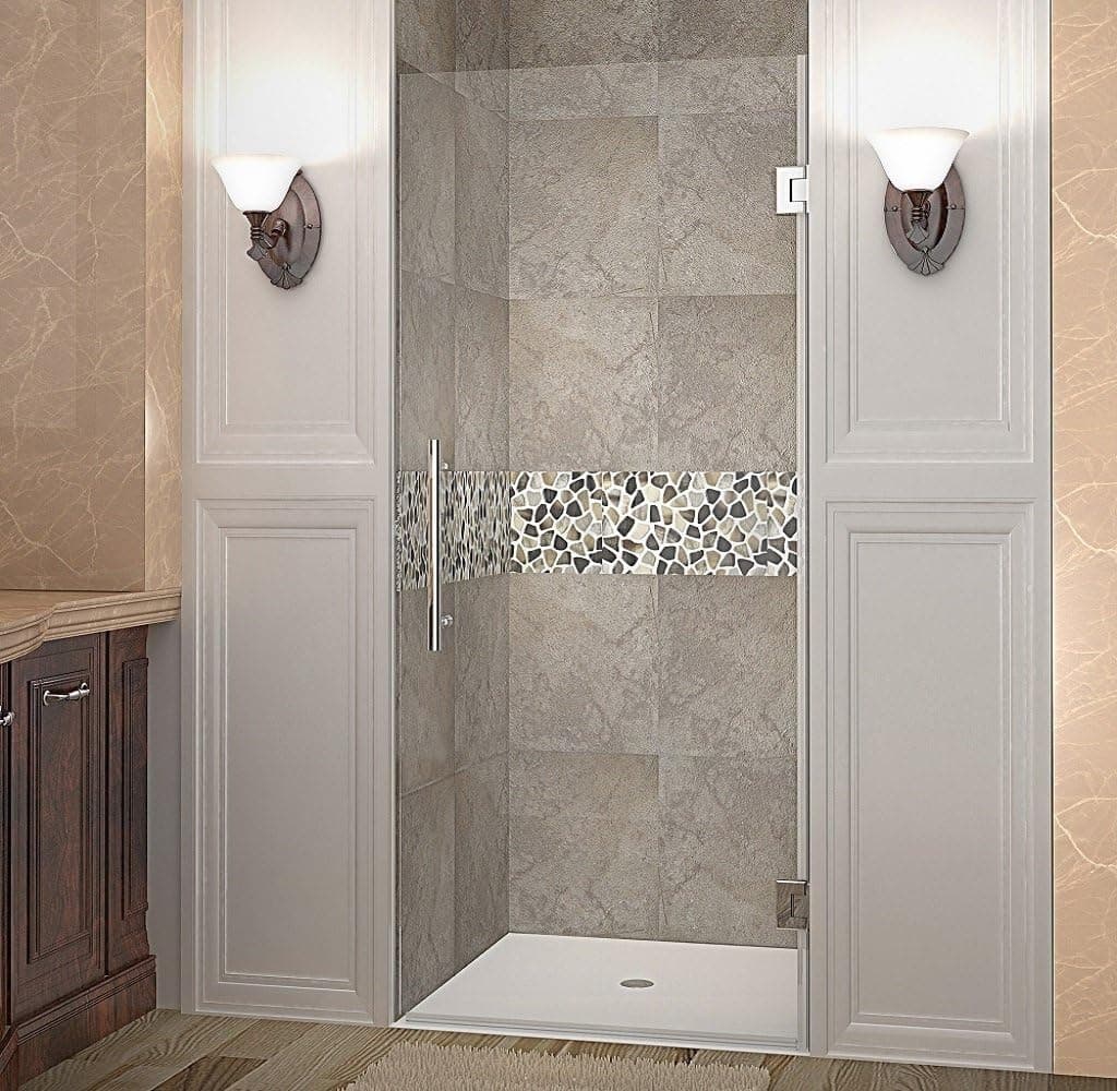 Aston Cascadia SDR995 34" x 72" Completely Frameless Hinged Shower Door, Polished Chrome