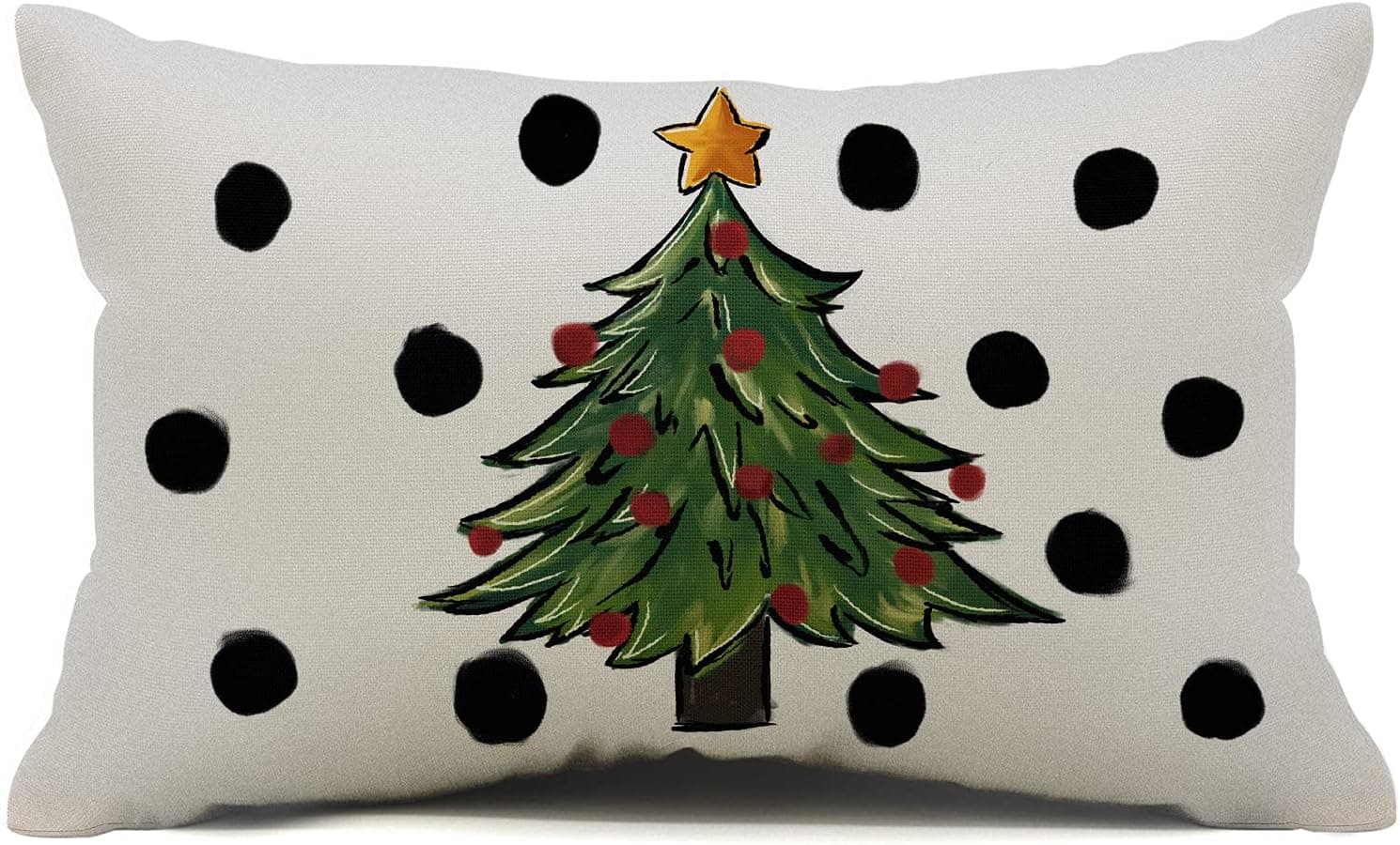 Christmas Tree Pillow Covers 12x20 inch Watercolor dots Lumbar Pillow Covers Outdoor Pillowcase for Home Decor