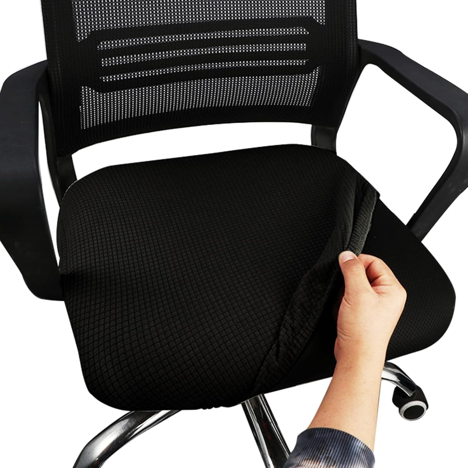 Office Chair Covers, Computer Seat Slipcover Stretchable Desk Chair Seat Cushion Protectors (Black)