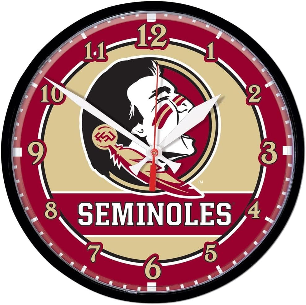 NCAA Florida State University Round Wall Clock, 12.75"