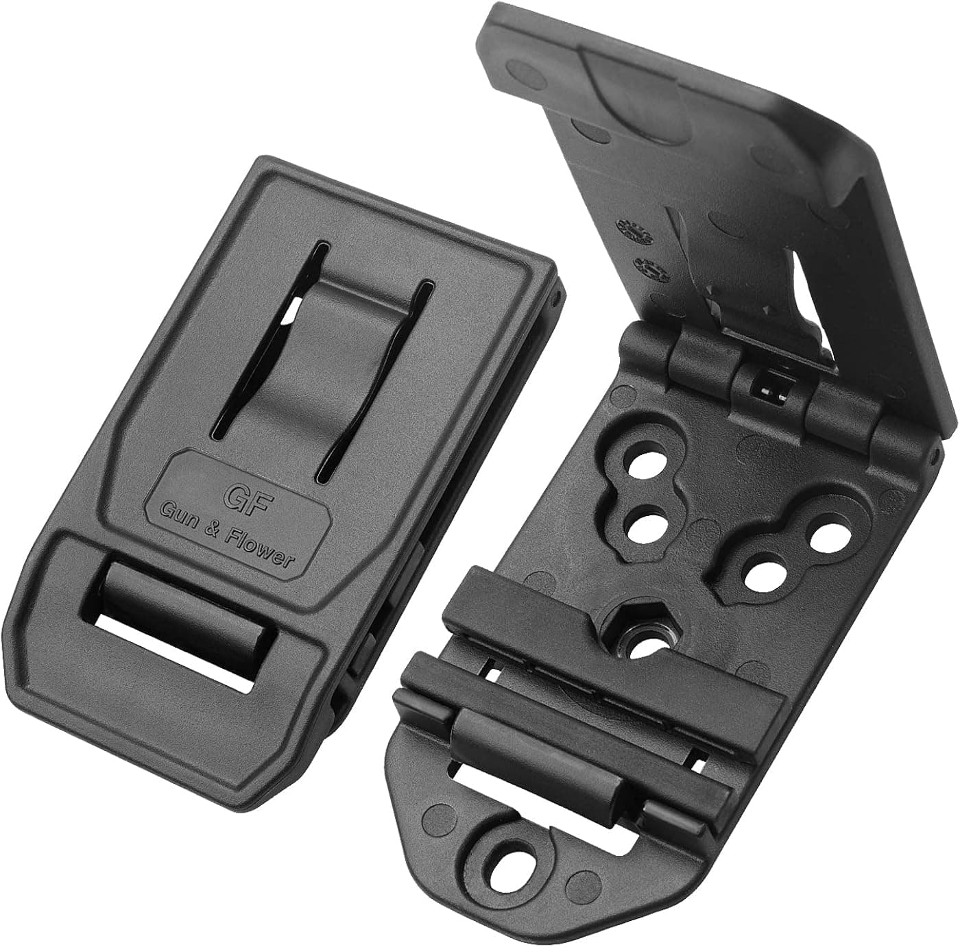 GUN & FLOWER Tactical Belt Clip, Universal Polymer Belt Clip for Holsters, Magazine Pouches and Attachments, Outside Waistband Carry Gun Accessoires, Adjustable Belt Loop Attachment.