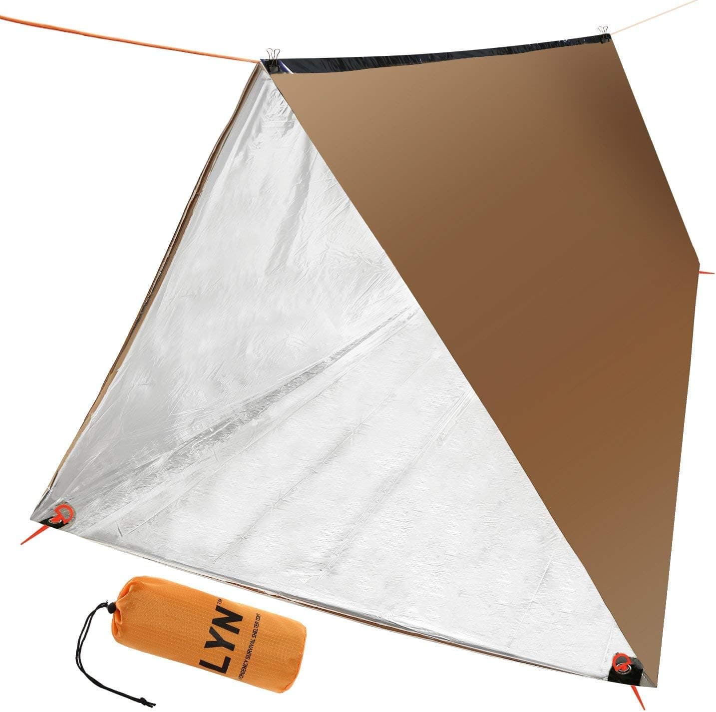 Emergency Survival Tent Mylar Thermal Waterproof for Camping Picnic 2 Person Bronze Tube Tent
