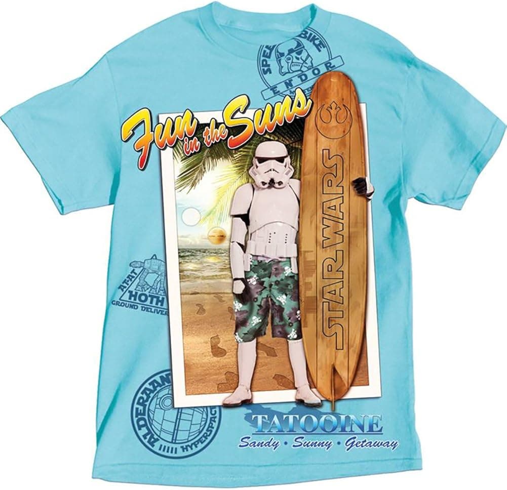 Star Wars Adult Storm Trooper Fun in The Sun T Shirt Aqua