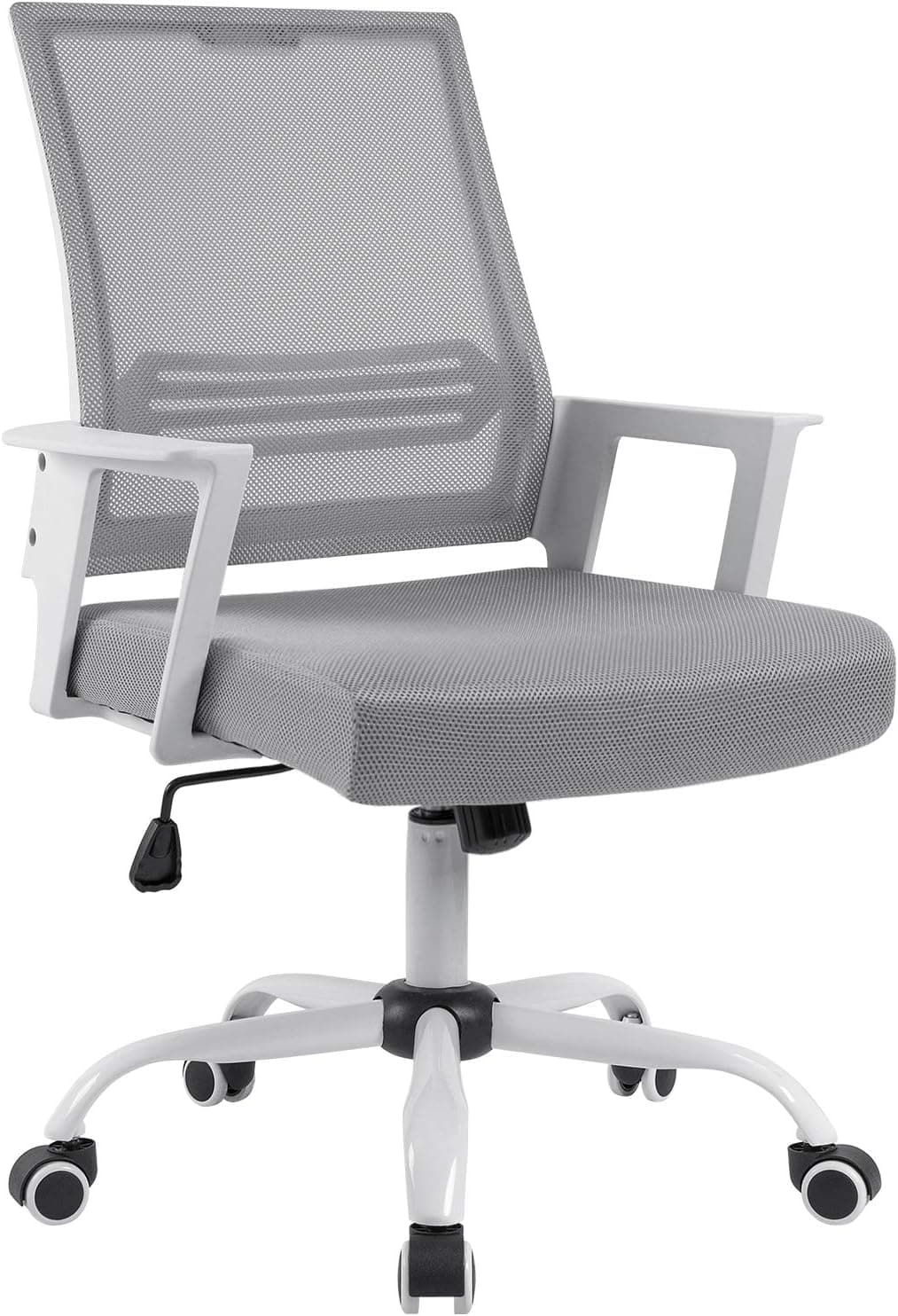 Devoko Office Chair Ergonomic Mid Back Swivel Mesh Desk Chair Height Adjustable Lumbar Support Computer Chair with Armrest (White)