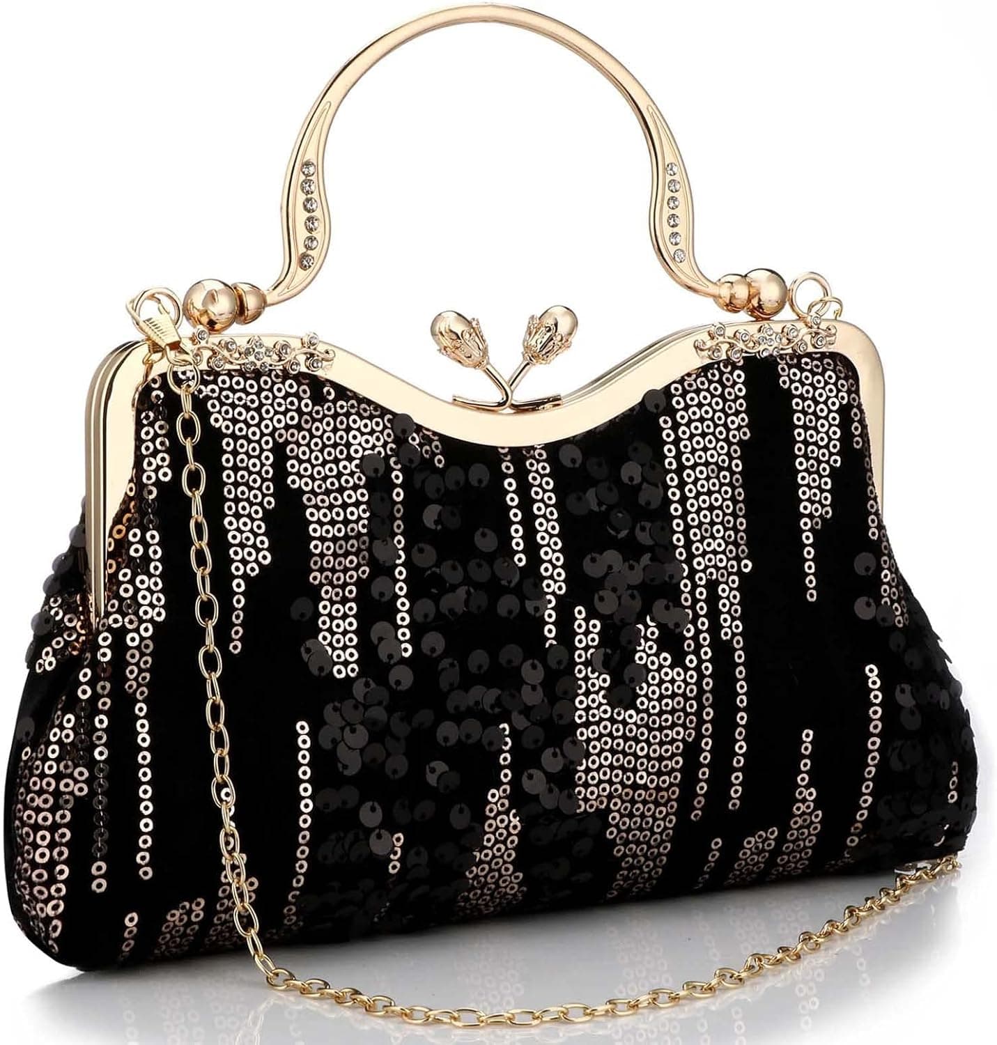 Simcat Evening Bag Wedding Party Clutch Purses for Women Large Handbag Vintage Sequin Beaded Design