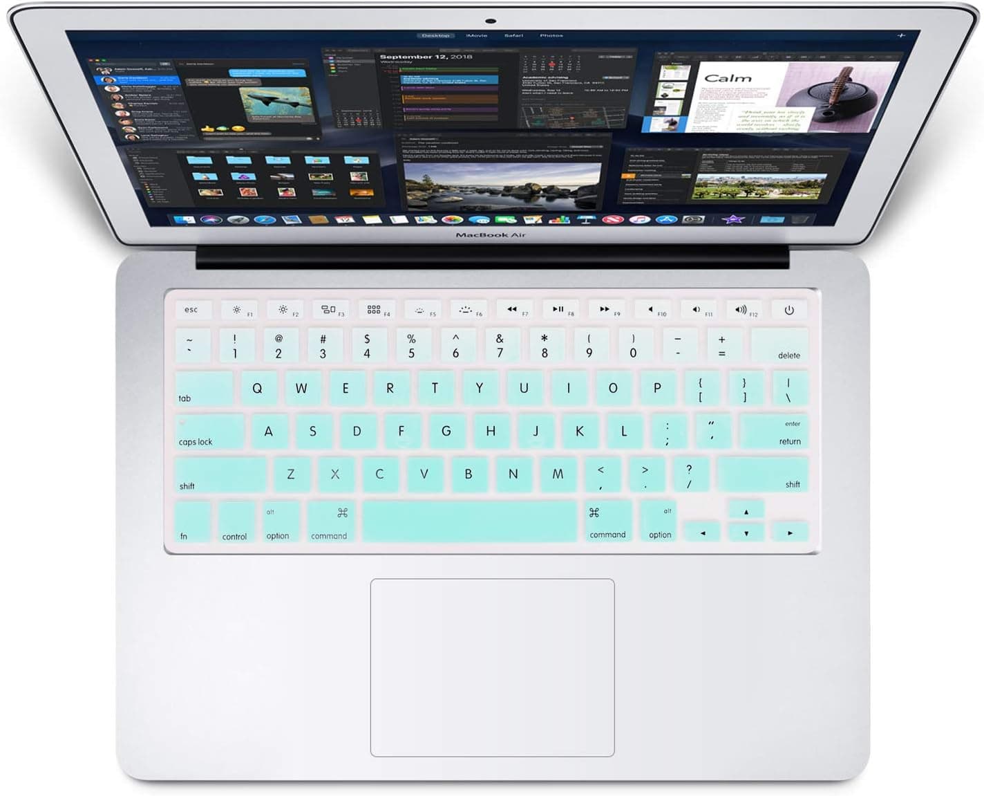 Keyboard Cover Compatible MacBook Air 13,iMac Wireless Keyboard (Ombre Hot Blue)