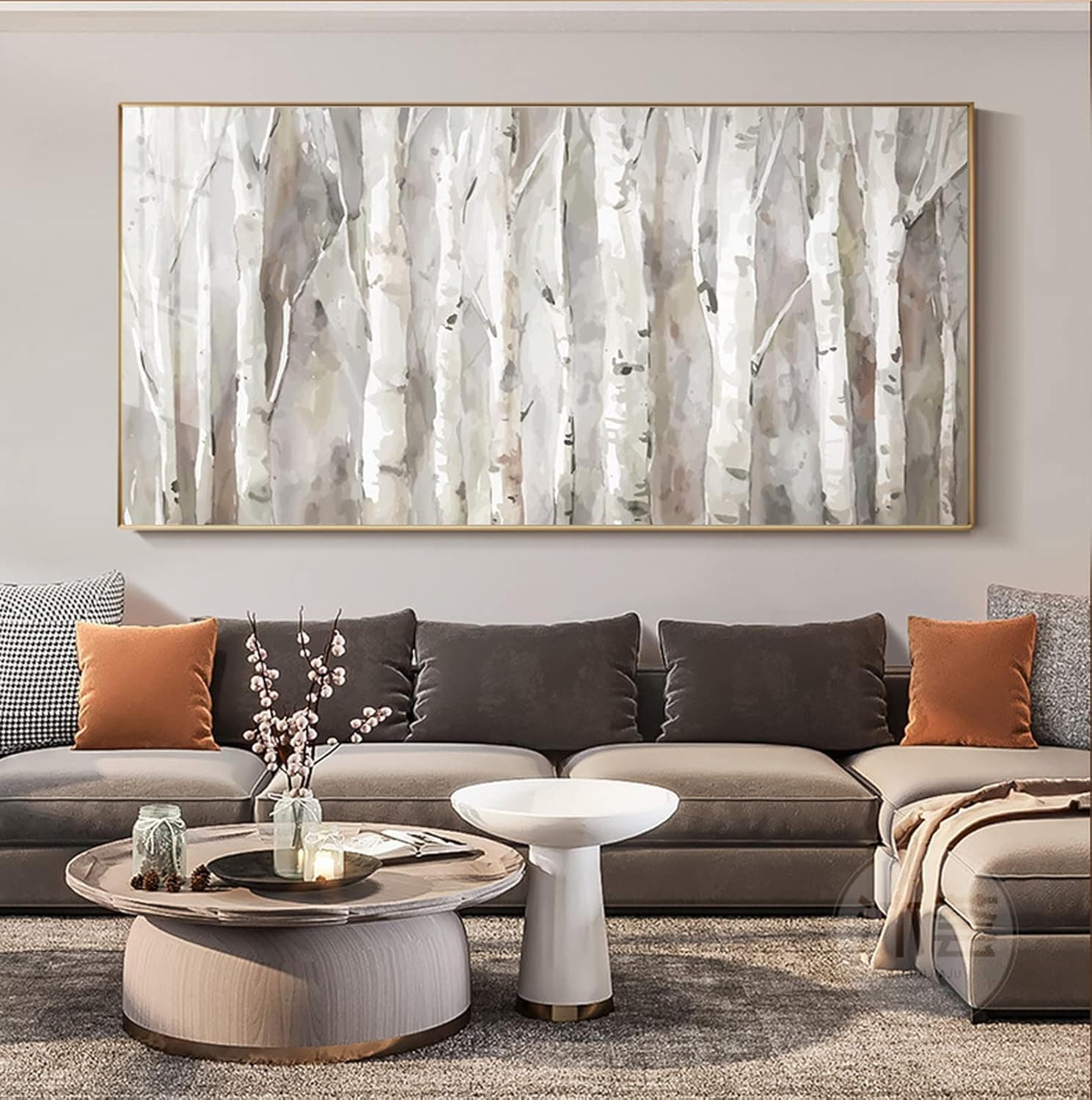 Framed White Birch Trees Wall Art Canvas for Bedroom, Large Landscape Forest Wall Painting for Living Room,Kitchen Office Home Decor 20x40 inches