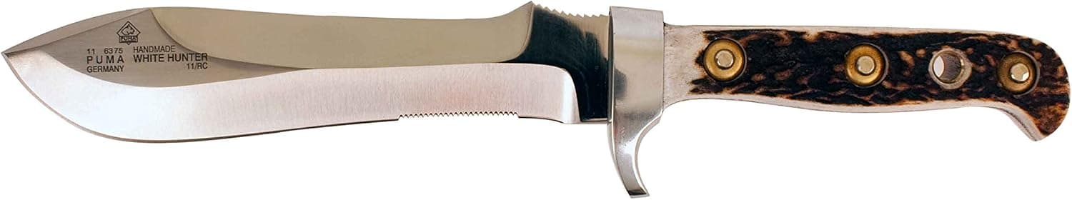 Puma Knives White Hunter Stag German Made Hunting Knife with Leather Sheath