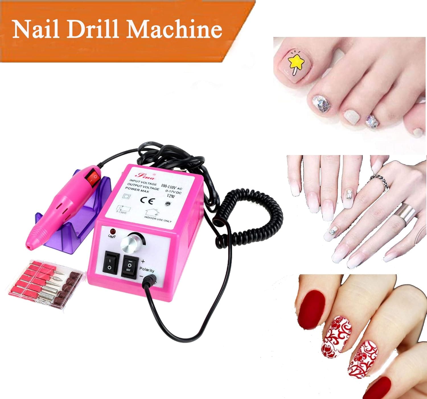 Oanon 15000RMP Nail Drill Machine, Professional Nail Drill Acrylic Electric Nail File Nail Tool Set, Manicure Drill Machine Low Heat Low Noise US Plug (Pink)