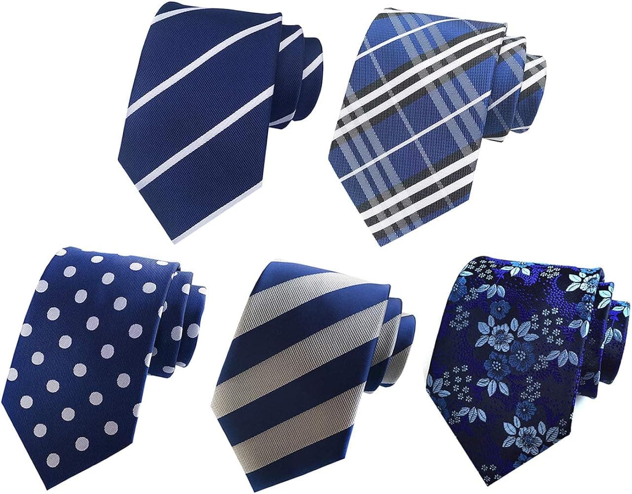 MOHSILY Men's Lot 5 PCS Formal Tie Rice Flowers Neck Ties Silk Neckties Set of 5