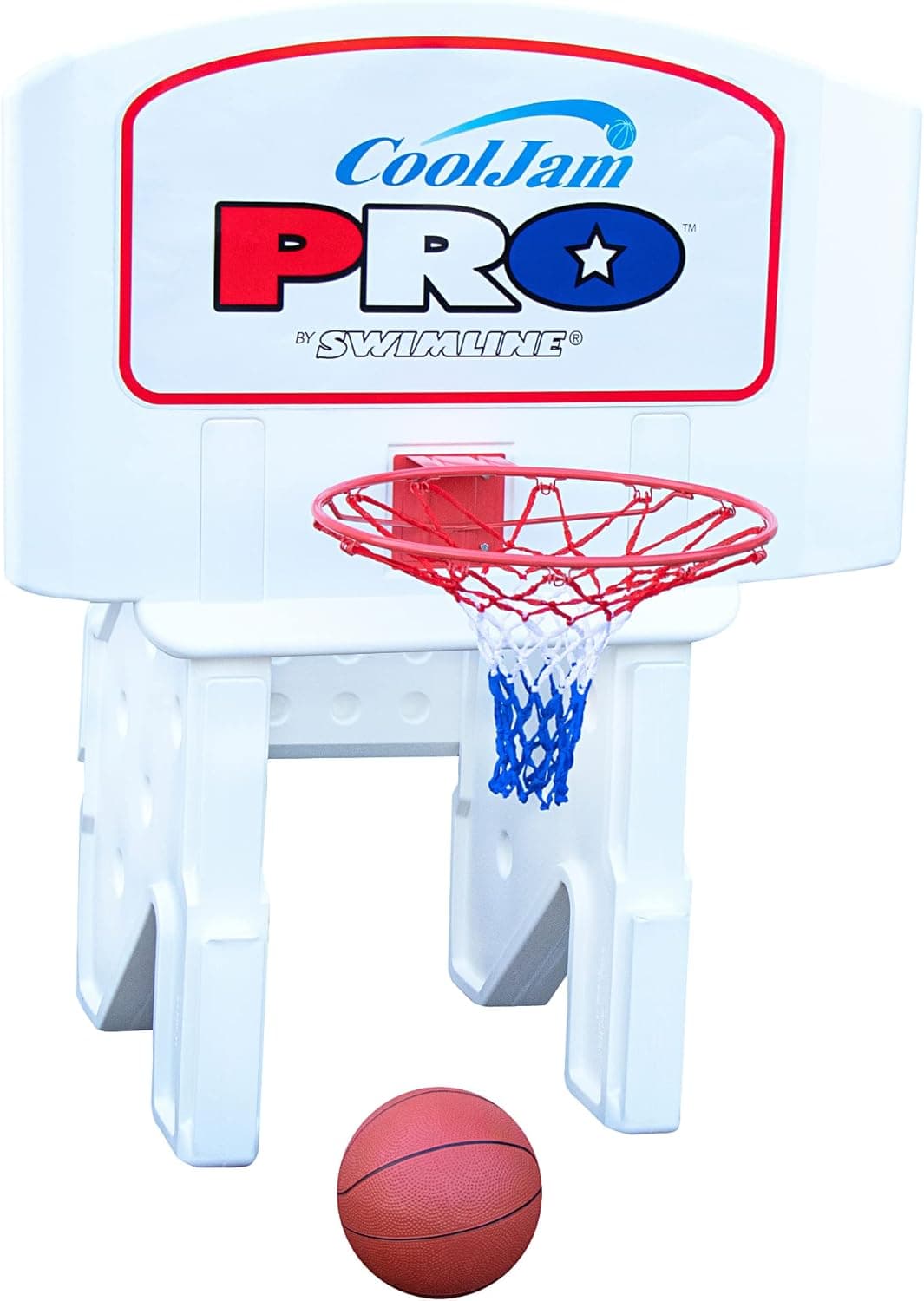 SWIMLINE Pool Basketball Hoop Poolside Game COOL JAM Heavy Duty With Metal Rim For Kids & Adults, Swimming Splash Hoops Games With Midsize Water Basketball, Toy For Pools, Outdoor Summer Hoops 9195M