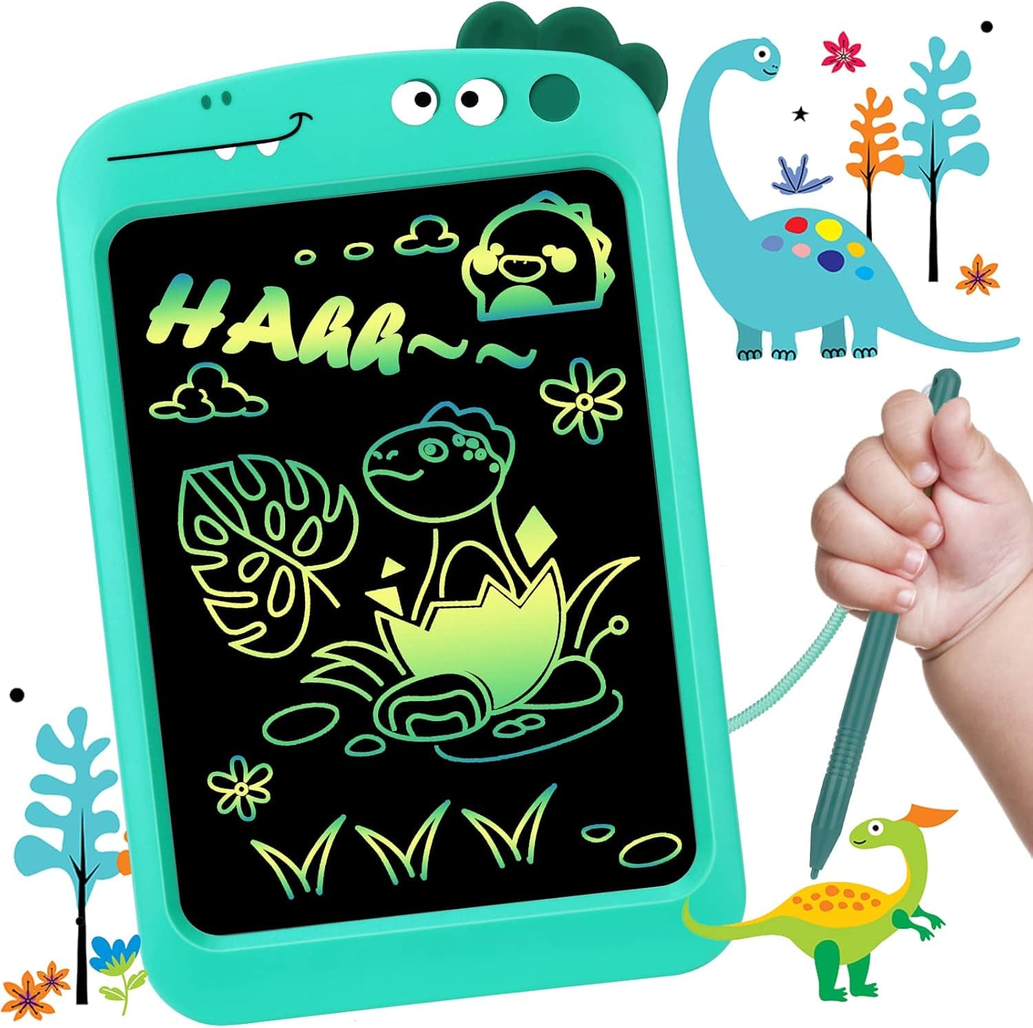 LCD Writing Tablet Doodle Board for Kids, 10.5 in Colorful Drawing Tablet Writing Pad, Dinosaur Drawing Tablets for 3 4 5 6 7-Year-Old Girls Boys, Electronic Drawing Pads, Toddler Travel Toys