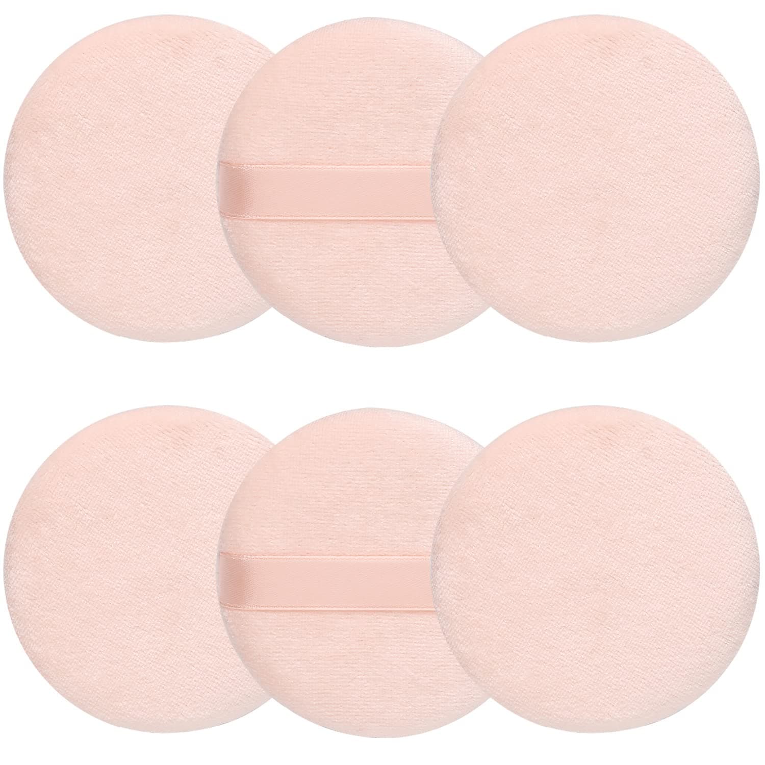 6 Pcs pure cotton super soft powder puff, washable powder puff, loose powder puff, foundation make-up, 2.65 inch round puff.