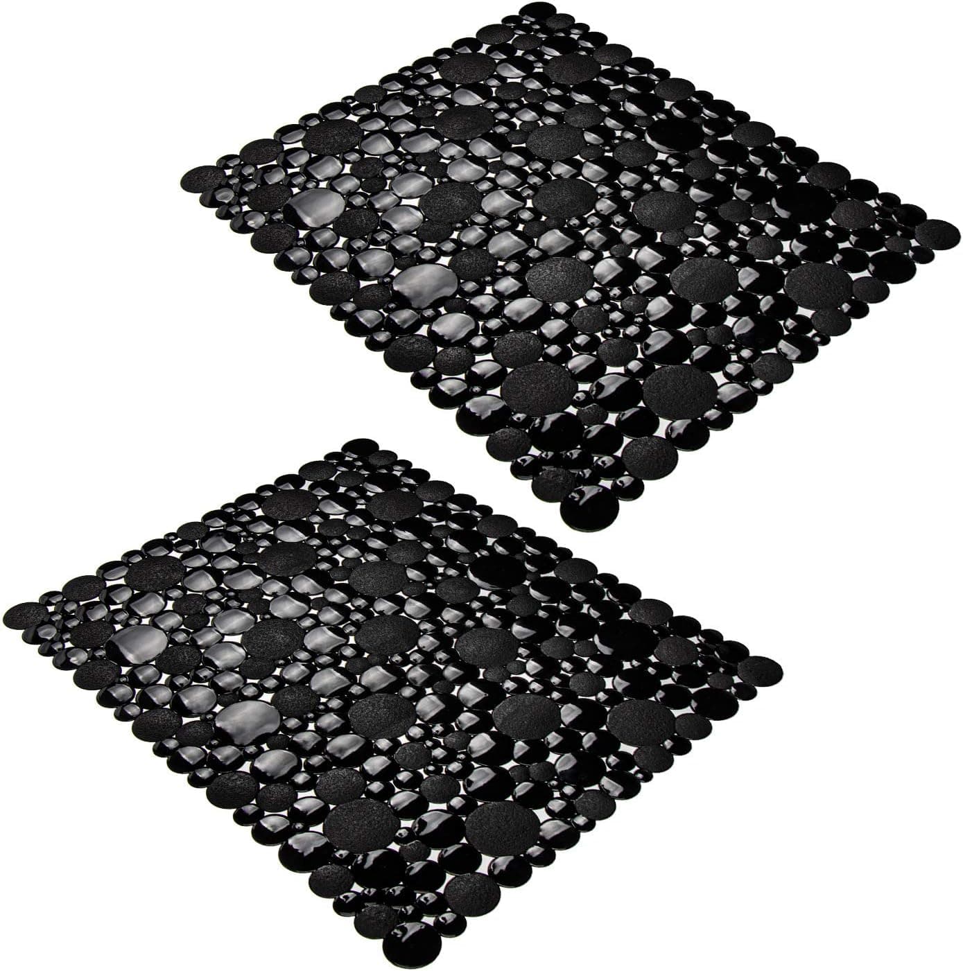 WETONG Bath Mat Shower Mat, Bath Mat for Tub with Suction Cups - Shower Mat Non Slip Bathtub mat Machine Washable Bathroom Mats with Drain Holes, Black (2 Pack)