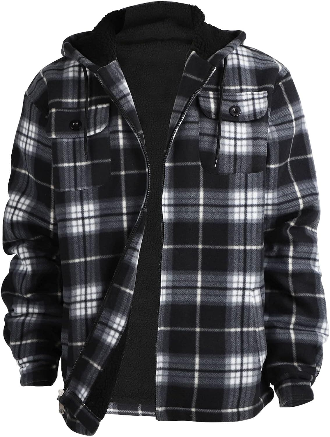 Winter Heavy Warm Sherpa Lined Fleece Plaid Flannel Jacket Men Plus Size S-5XL Big&Tall Mens Coat