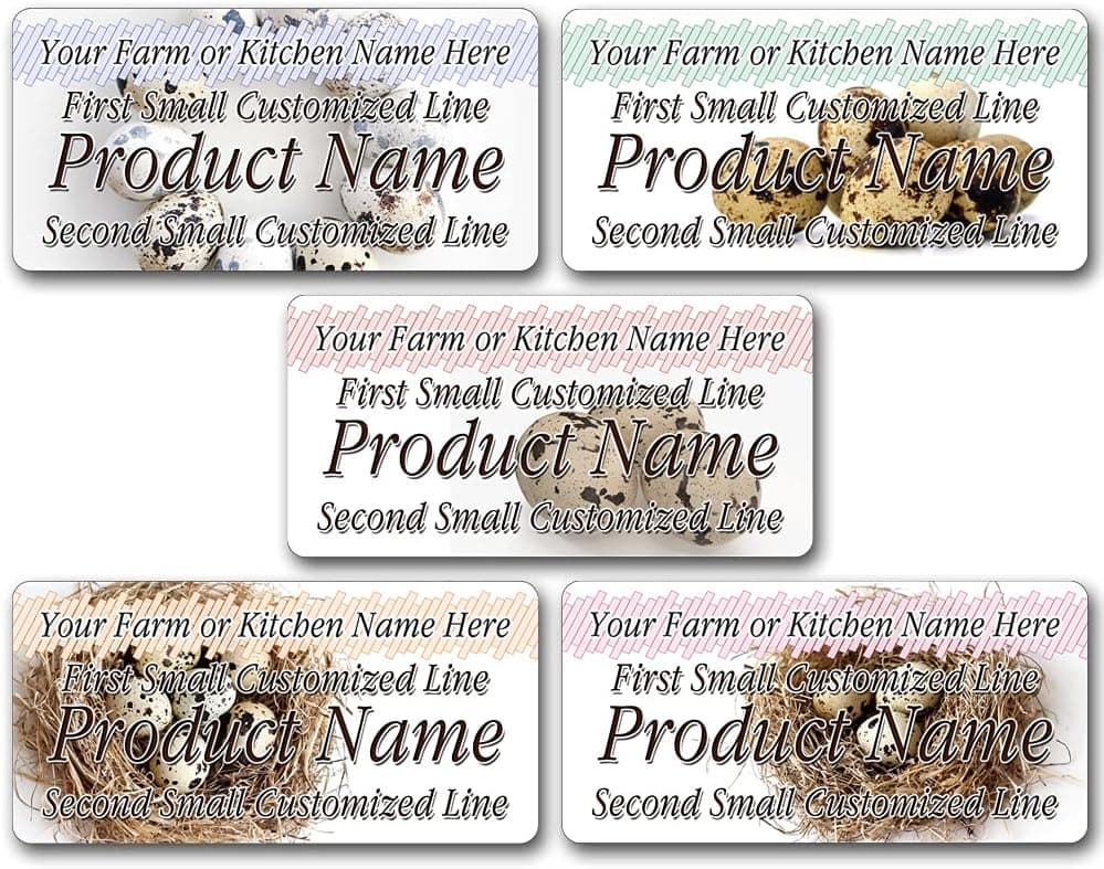 Quail Eggs Rectangle Personalized Farm Home Kitchen Name Store Product Present Mason Jar Labels (A-Label, 100 Labels on 10 Sheets)