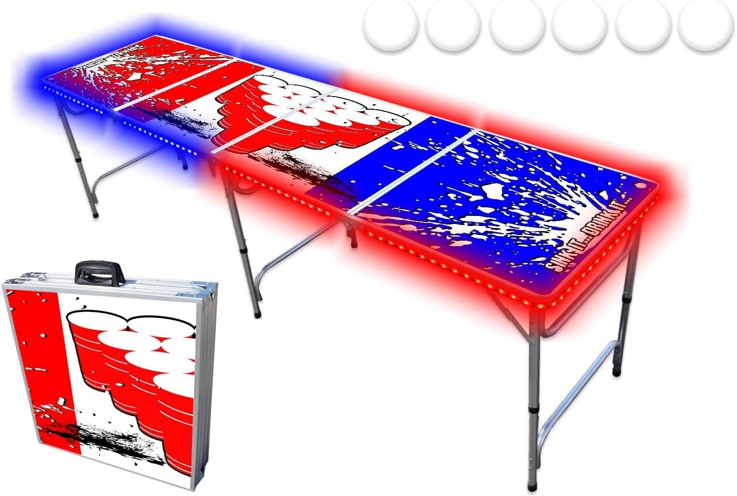 8-Foot Professional Beer Pong Table w/LED Glow Lights - Beer Pong Edition