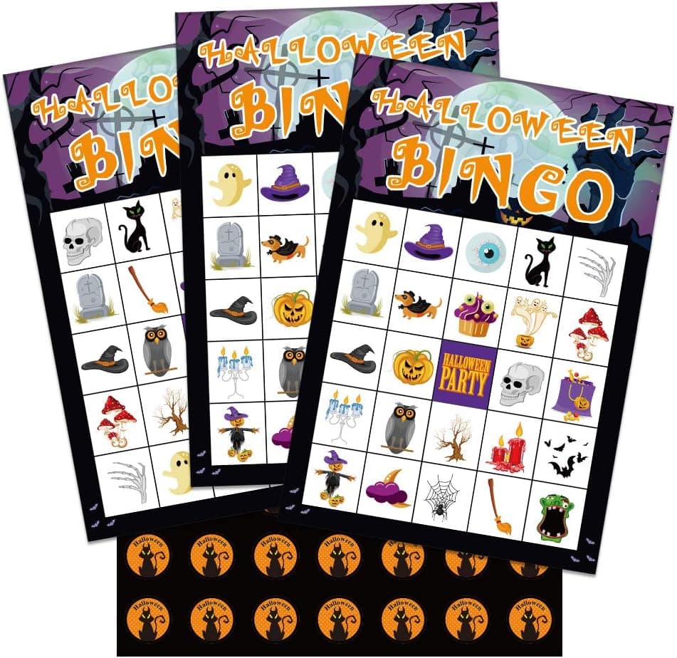 FaCraft Halloween Bingo Games for Kids,26 Player Bingo Game Card for Halloween Party Game Halloween School Classroom Crafts