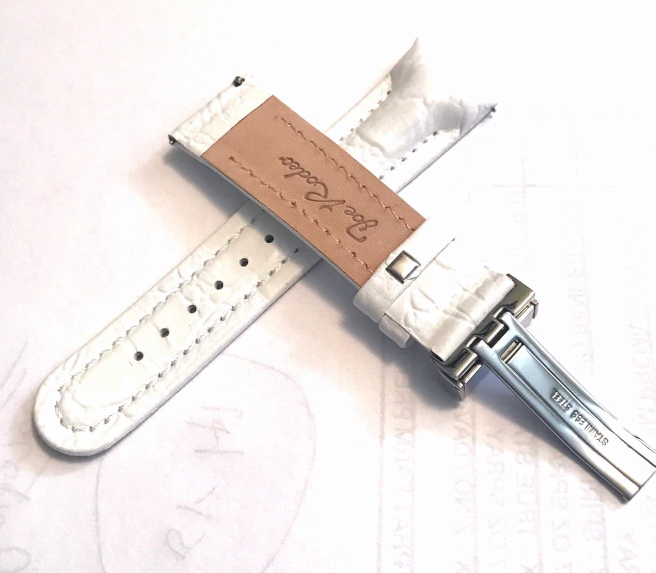 JOJO - Joe RODEO Make 22 mm wide White Genuine Leather Belt - OEM BRAND. NEW
