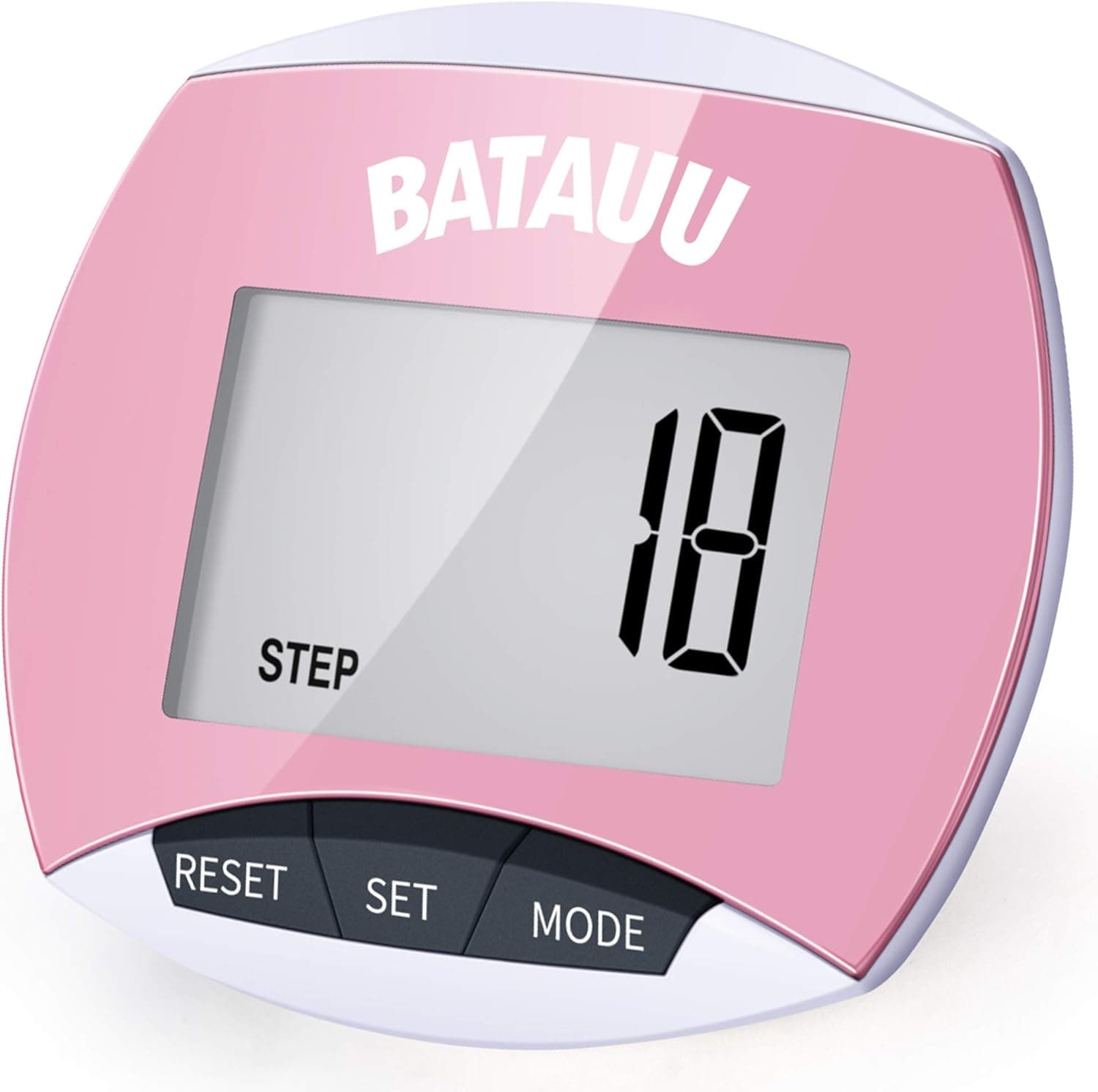 BATAUU Best Pedometer, Simply Operation Walking Running Pedometer with Calories Burned and Steps Counting (Pink)