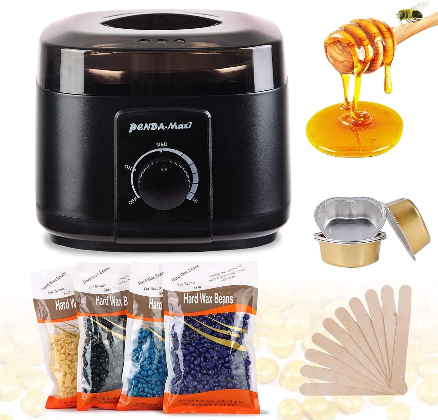 Wax Warmer Hair Removal Waxing Kit with Digital LCD Display and Temperature Control Painless Self Home Waxing for Women Men, Body,Armpit,Bikini,Eyebrow,Face