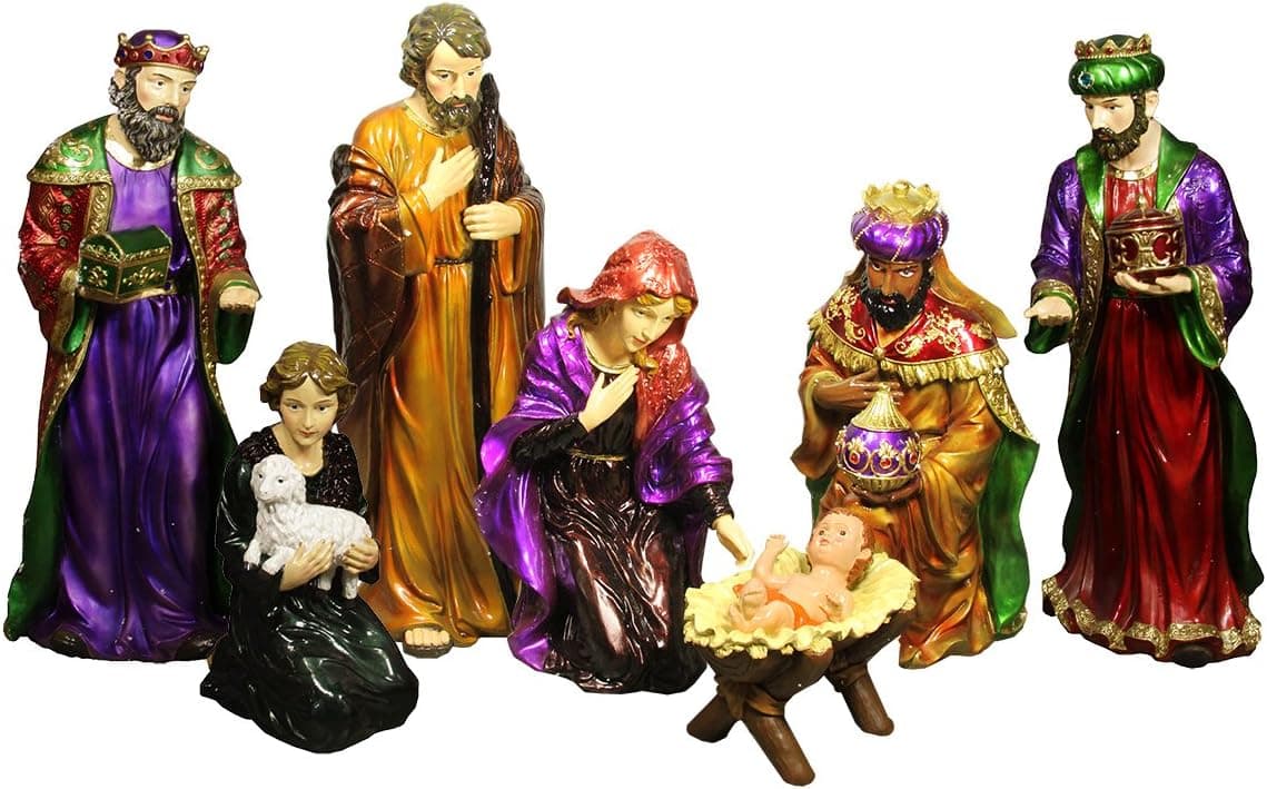 7-Piece Commercial Size Holy Family, Three Kings & Shepherd Christmas Nativity Display Decoration Set