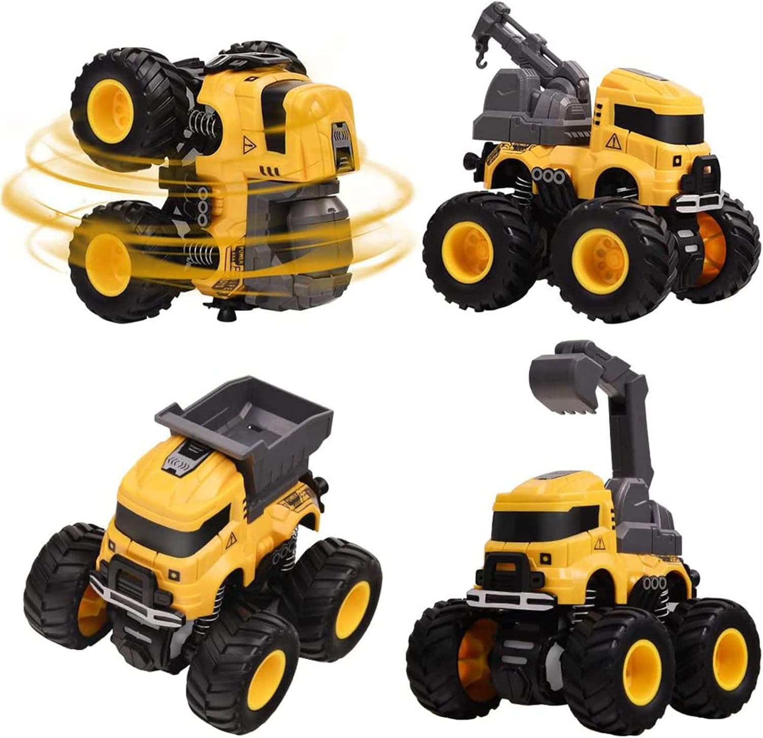 Lonandy Construction Truck Toy Push and Go Car Toys for Boys and Girls, Friction Powered Toy Car Set Include Crane Mixer Excavator Dump Truck, Party Supplies for Toddlers Kids Ages 3+