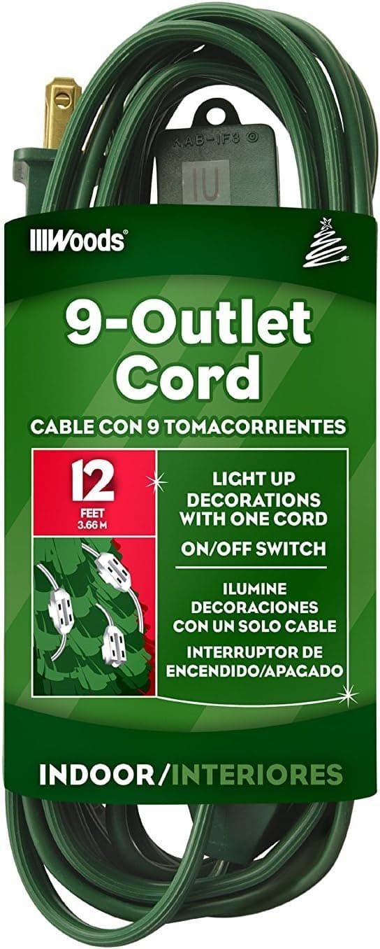 Woods 32189 12' 16/2 Green Holiday Tree Cord2