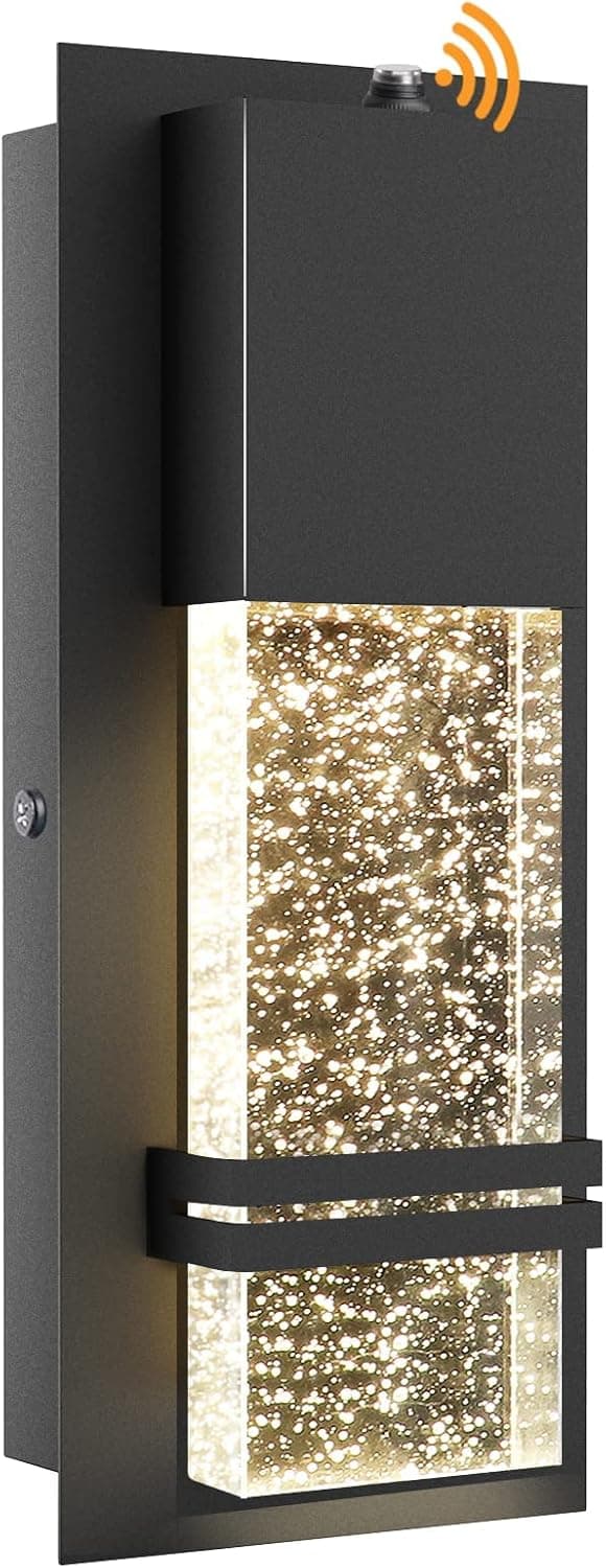 PARTPHONER Integrated LED Wall Lantern Modern Wall Sconce Dusk to Dawn Outdoor Light Fixtures Wall Mount Porch Light 12W Lumen 3000K for Doorway Garden Hallway Patio Living Room