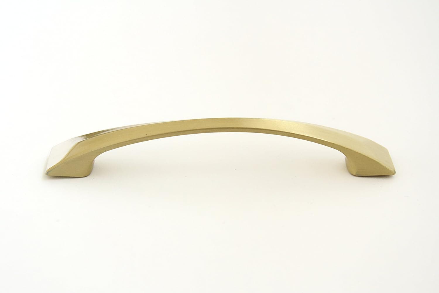 10 Pack - Hamilton Bowes Satin Brass Cabinet Hardware Euro Style Handle Pull - 3-3/4" (96 mm) Hole Centers - Modern Gold
