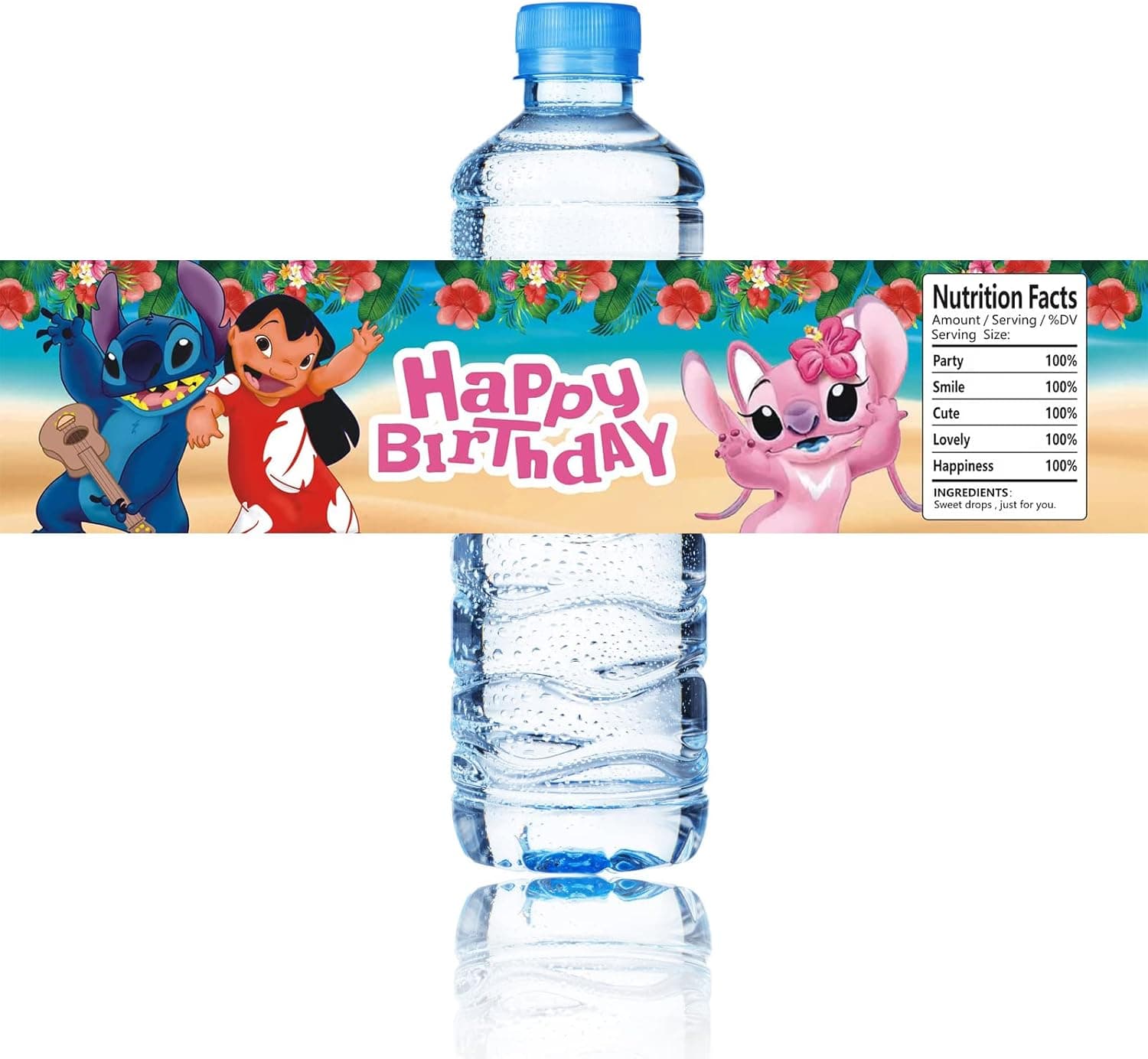 30PCS Water Bottle Labels for Stitch Party Supplies,Stitch Stickers Decorations Stitch Party Favors