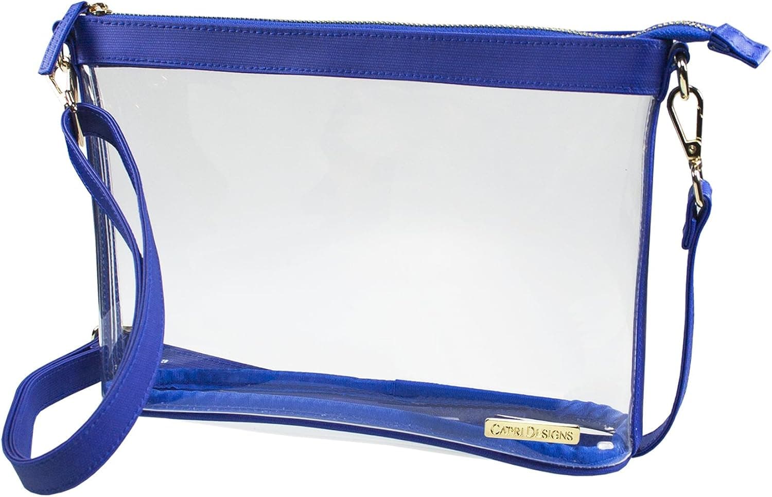 Capri Designs Clear Crossbody Bag, Transparent Stadium Approved Purse for Women, Large or Small Size, PVC with Accents