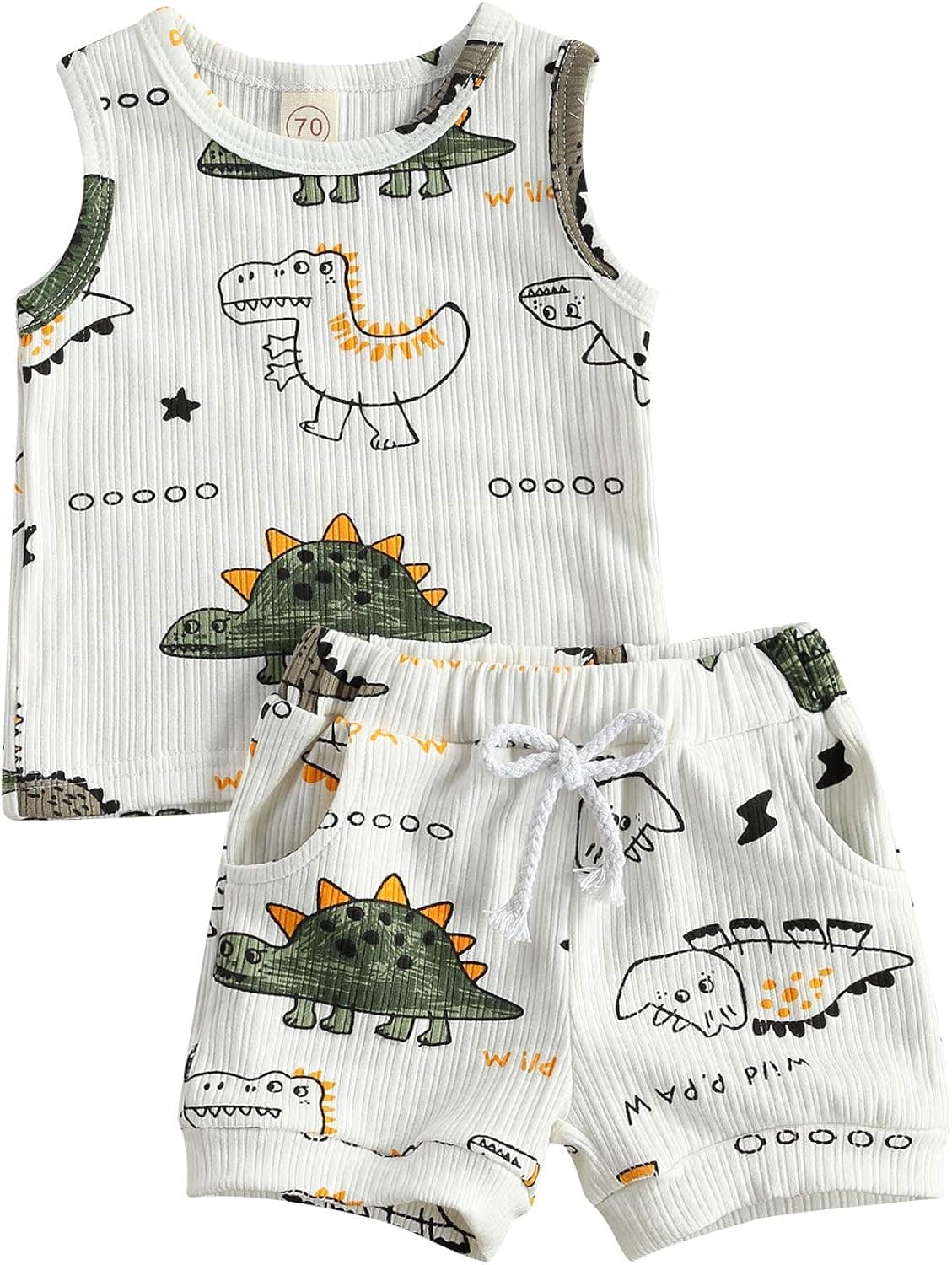 Ledy Champswiin Toddler Boy Clothes Baby Summer Outfit Dinosaur Letter Print Cotton Tops+Grey Elastic Shorts 2pcs