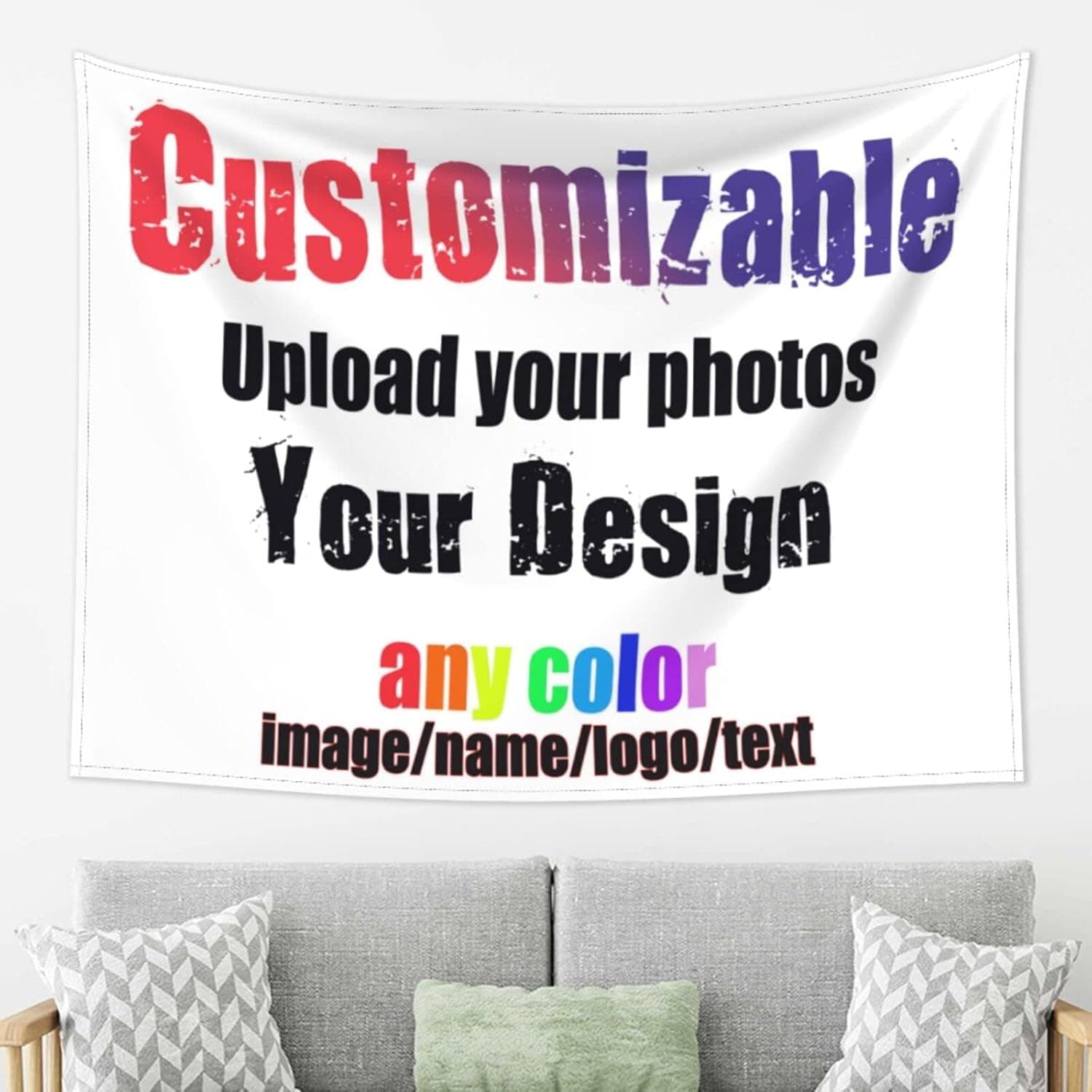 Custom Backdrop Tapestry Upload Image Customized Picture Backdrop Personalized with Name Photo Custom Poster Wall Tapestry Gifts for Wedding Birthday Bedroom Living Room Halloween Decor 80"W X 60"L