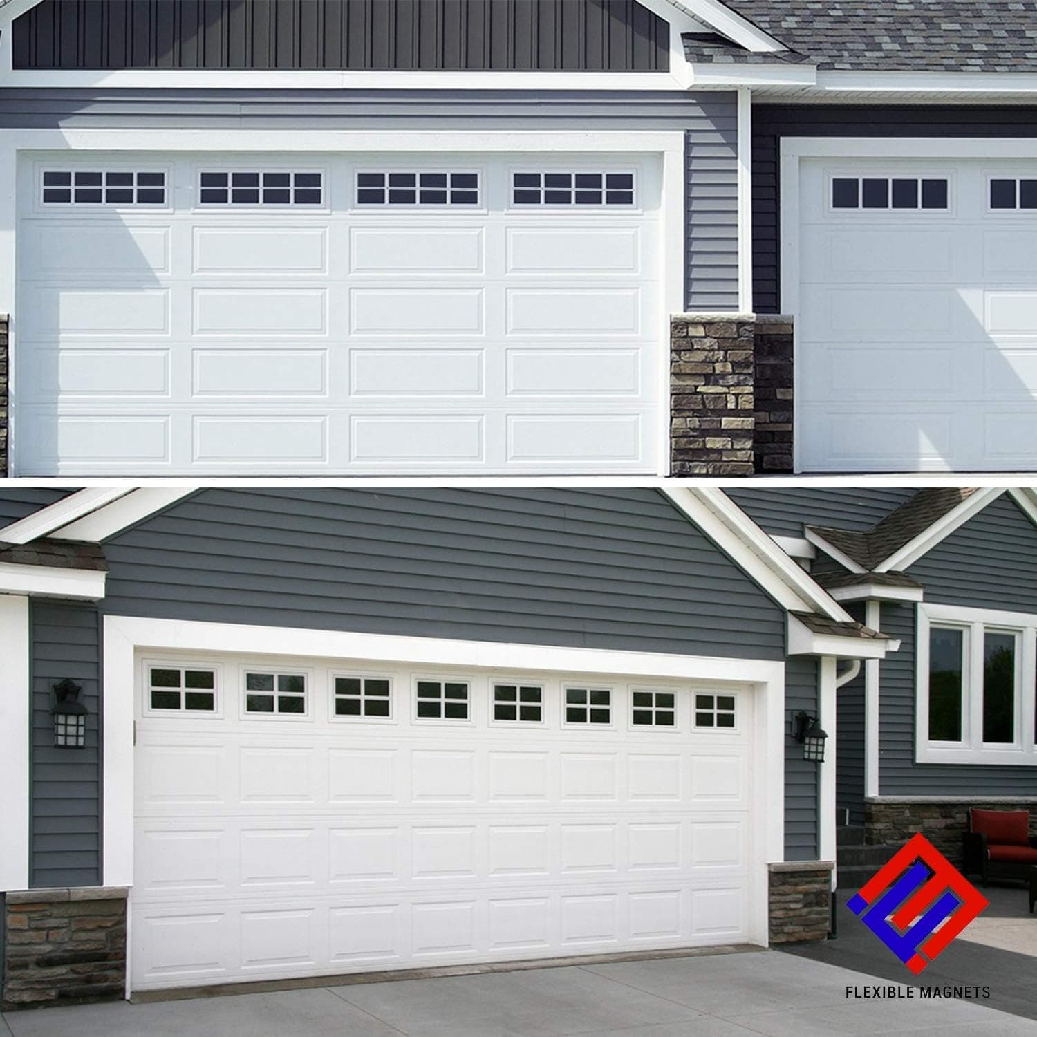 Magnetic Fake Window Panels for Garage Door - Faux Garage Window Magnets - Garage Accessories (4"x12", 16 Magnets)