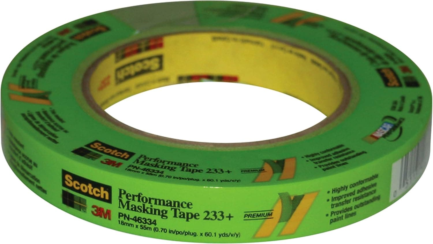 Scotch Performance Masking Tape 233+, 26343, 3 mm x 55 m