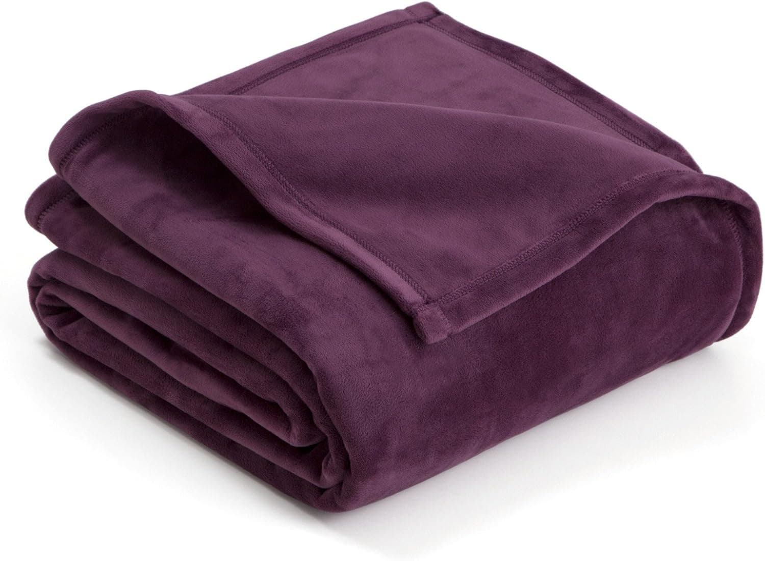 PLUSH BLANKET BY VELLUX - Full/Queen, Heavyweight, Micromink, Warmest, Bedspread, Pet-Friendly, Bed, Bedspread, Winter - Prune